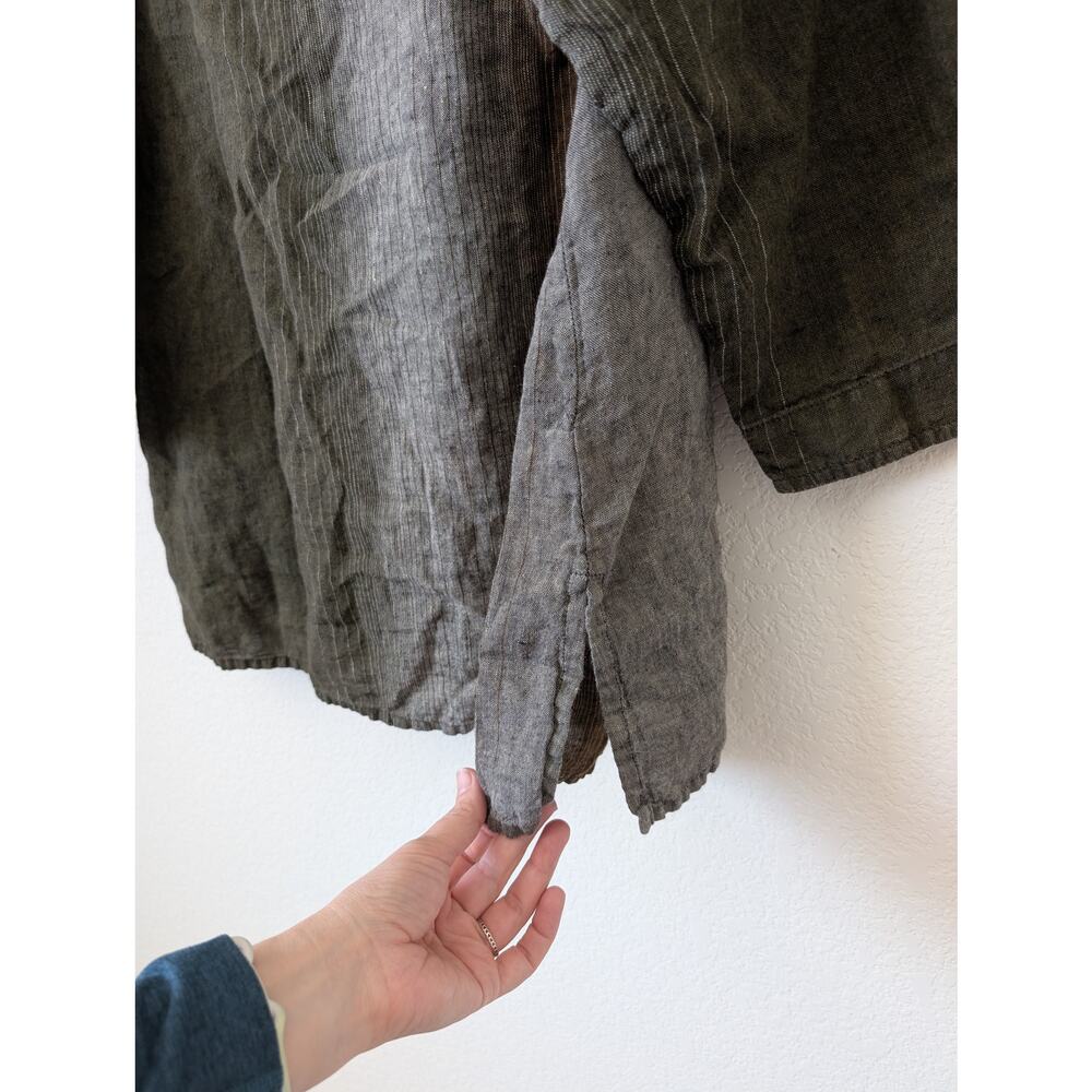 Flax Linen Stripe Color Block Pullover Blouse Med… - image 4